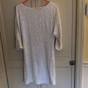 Trina Turk White Sequin Long Sleeve Dress
